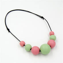 1pc Colorful Wooden Necklace Nature Wood Ball Wrap Rope Chain Bohemian Style Choker Statement Jewellry 2024 - buy cheap