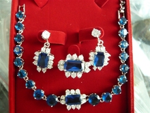 Conjunto de joias 5.31 de cristal azul nobre, conjunto de joias com design perfeito para colar e anel (#7.8,9) 2024 - compre barato