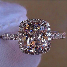 Роскошный женский большой хрусталь, циркон, камень, кольцо серебряного цвета белый синий фиолетовый зеленый обручальные кольца обещают обручальное кольцо 2024 - купить недорого