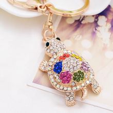 Cute crystal turtle alloy keyring female fashion bag pendant rhinestone turtle key ring keychain key chains 2024 - buy cheap