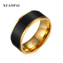 XUANPAI Black Gold Color Men's Ring Frosted Surface Stainless Steel Cool Style Daily Alliance Jewelry For Boyfriend Gift 2024 - buy cheap