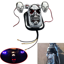 Luz trasera de freno para motocicleta, accesorio de ajuste Universal, señal de giro de calavera cromada, ATV, placa de matrícula, luz trasera integrada 2024 - compra barato