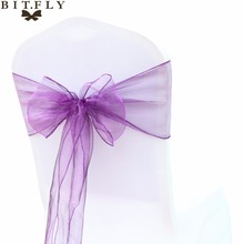 BIT.FLY 100Pcs/lot High Quality Sheer Qrganza Wedding Chair Sashes Bows knot Decoration For Wedding Banquet Party Event Supplies 2024 - buy cheap