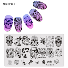 1Pcs Spider Web Nail Stamping Plate Skull Rose Pattern Rectangle Nail Art Stamp Stamping Template Image Plate Stencil Mezerdoo32 2024 - buy cheap