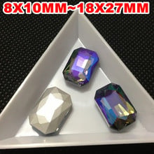 Clear Grey AB Color Rectangle Shape Glass Crystal Pointback Fancy Stone 10x14mm 13x18mm 18x25mm 18x27mm, 8x10mm 2024 - buy cheap