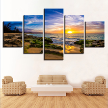 Pictures On Canvas Modular 5 Pieces Rock And Sea Water Painting Sunset Seascape Posters Decor Modern Living Room Wall Art Prints 2024 - buy cheap