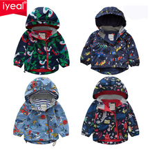 IYEAL Boys Thicken Fleece Hooded Jacket Warm Coat Children Outdoor Cute Cartoon Printed Kids Clothes for Winter Autumn Spring 2024 - buy cheap