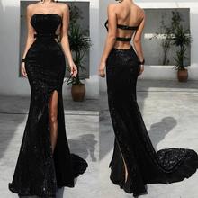 2019 New Evening Dresses Sexy Strapless High Side Split Backless Mermaid Prom Gowns Custom Made Special Occasion Dress 2024 - buy cheap