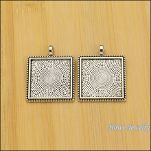 6 pcs Vintage zinc alloy Antique Silver charms Square frame  pendant DIY Bracelet Necklace metal jewelry accessories Making 2024 - buy cheap