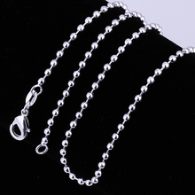 Wholesale 10pcs/lot silver plated necklace chain 2mm silver plated Round Ball beads chain necklace 16"-24" 2024 - buy cheap