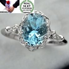 OMHXZJ Wholesale European Fashion Woman Man Party Wedding Gift Oval Blue White AAA Zircon 18KT White Gold Rose Gold Ring RR458 2024 - buy cheap