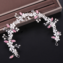 Diadema de flores de Color plateado para mujer, tocado de perlas de cristal rosa para boda, accesorios para el cabello, diademas para mujer, joyería para el cabello, gran oferta 2024 - compra barato