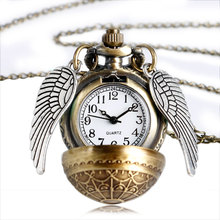 Relógio de bolso vintage, relógio de quartzo antigo, moderno, retrô, forma de bola com asa, caçador completo, corrente para homens, mulheres, colar com pingente 2024 - compre barato