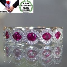 Hxomzj anel de prata, anel de prata esterlina 925 para mulheres e meninas, presente para festa de casamento, prata vermelha, verde e aaa de zircônio rr29 2024 - compre barato