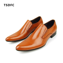 Fashion Men Dress Shoes Genuine Leather Oxford Shoes Slip On Loafers Casual Business Formal Man Shoes Brand Male Wedding Shoes 2024 - buy cheap