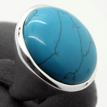 Best Gift Rare Blue 24mm Natural Turquoise 925 Silver Jewelry Ring Size 7/8/9/10 2024 - buy cheap