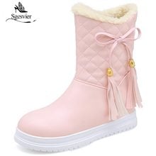 Sgesvier 2018 Winter Warm Snow Boots Women Tassel Hidden Heels Ankle Boots Ladies Shoes Casual Comfort Black White Pink OX994 2024 - buy cheap