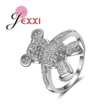 Lovely Bear Rhinestone Women Party Club Finger Rings Fashion  Stamp  Silver Jewelry Accessory Birthday Gift 2024 - buy cheap