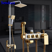 Senducs White Gold Shower Set with High Quality Brass Bathroom Shower System of Brass Bath Bidet for Hot Sale Shower Set 2024 - buy cheap
