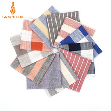 24*24 Brand New Men's Fashion Linen Striped Pocket Squares For Men Handkerchief Wedding Vintage Check Suits Pocket Hankies Towel 2024 - buy cheap