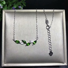 Natural Flint necklace 925 Silver emerald necklace Japanese and Korean fashion styles Beautiful jewelry. 2024 - buy cheap