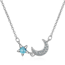 KOFSAC-collar de circonia azul brillante para mujer, joyería de cristal, con pendiente de Luna, de plata 925, accesorios de compromiso 2024 - compra barato