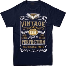 Винтажная футболка, сделано в 1981 году, подарок на день рождения, 1981 год, топ 2019, новый бренд, высокое качество для мужчин, лучшие сумасшедшие футболки 2024 - купить недорого