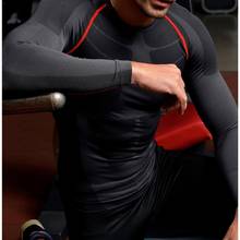 Мужская дышащая быстросохнущая компрессионная спортивная рубашка с длинным рукавом для фитнеса Спортивная Футболка Топ 2024 - купить недорого