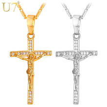 U7 Jesus Crucifix Necklace Christian Jewelry Women Silver/Gold Color Cubic Zirconia Cross Pendant & Necklace Christmas Gift P932 2024 - buy cheap