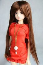 [wamami] 15# Brown Straight Long Wig 1/4 MSD DOD DZ BJD Dollfie 7-8" 2024 - buy cheap