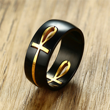 Mens Ring Separable Ankh Egyptian Cross Rings for Men Stainless Steel Ring Black Gold Religious Jewelry acier inoxydable bijoux 2024 - buy cheap