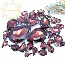 8 SIZES 35PCS Free shipping! Wine red Water drop shape Glass Crystal sew on rhinestones with calw Diy wedding decoration 2024 - buy cheap