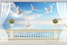 3d papel de parede personalizado 3d murais papel de parede mediterrâneo mural fantasia varanda cenário cenário tv decoração da sua casa 2024 - compre barato