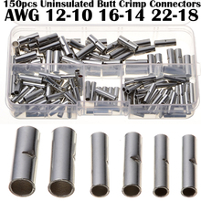 150pcs 22-10AWG Wire Ferrule Cable Uninsulated Crimp Rolled Terminals Kit Naked Butt Connectors 2024 - buy cheap