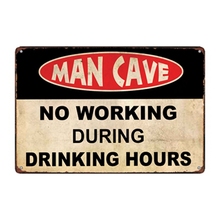 Мужская пещера, не работает во время питья, винтажный жестяной знак, металлическая пластина, настенный паб, домашний художественный декор, железный постер 2024 - купить недорого