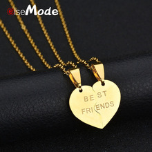 ELSEMODE 2PCS Gold Best Friend Split Heart Pendant Necklaces Stainless Steel Family Love Necklace Women Girls Charm Gifts 2024 - buy cheap
