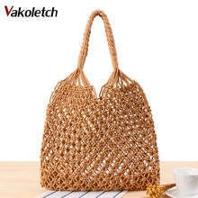 Hot Women Bags Straw Beach Bags Bohemia 100% Handmade Bag Woven Handbag Wicker Knitted Summer Bag for Women KL411 2024 - buy cheap