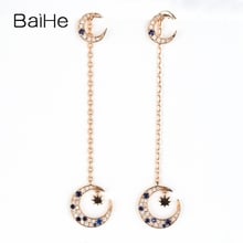 BAIHE-pendientes de oro rosa de 14K para mujer, joyas delicadas de moda, con diamantes naturales sapphis, 0,20 CT H/SI 2024 - compra barato