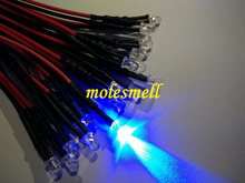 50pcs 3mm 24v Blue water clear round LED Lamp Light Set Pre-Wired hot 3mm 24V DC Wired 2024 - buy cheap