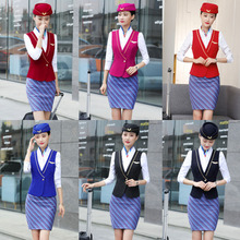 IZICFLY, новый стиль, стюардесса, деловой жилет, женский костюм, жилет, деловой жилет с юбкой и униформа, брючный комплект, большой размер 2024 - купить недорого