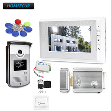 Homsecur 7 polegada com fio sistema de vídeo porteiro da porta com id keyfobs + fechadura elétrica fonte alimentação + saída da porta + controle remoto 2024 - compre barato