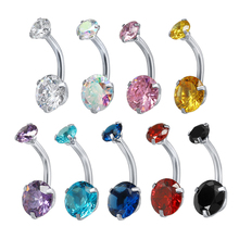 ZS 9pcs/lot Stainless Steel Piercings Ombligo Mix Color Piercing Nombril Crystal Belly Button Rings Cute Romantic Navel Piercing 2024 - купить недорого