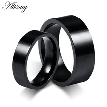 Кольцо Alisouy из титановой стали черного цвета шириной 8 мм, 6 мм 2024 - купить недорого