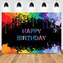  Graffiti Happy Birthday Party Photography Backdrops Color Spray Paint Custom Photo Background Photophone 2024 - buy cheap