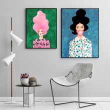 Abstract Doodling Bubble Girl Portrait Wall Art Canvas Painting Nordic Poster And Print Wall Pictures For Living Room Home Decor 2024 - buy cheap