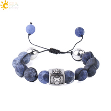 CSJA Women Buddha Bracelet 10mm Big Gems Mala Bead Strand Bracelets Natural Stone Earth Larimars Meditation Prayer Jewelry S220 2024 - buy cheap