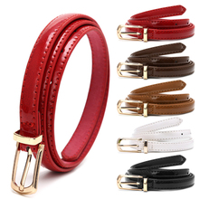 Candy Color Thin Belt Alloy Buckle Faux Leather Waist Chain Strap Waistband for Women Girls 5 Colors 2024 - buy cheap