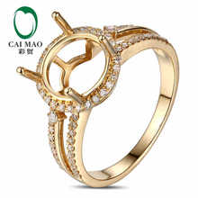 Anel de noivado caimao 9.0mm redondo, conjunto de anel 0.3ct de diamante 18k ouro amarelo joias finas de noivado 2024 - compre barato