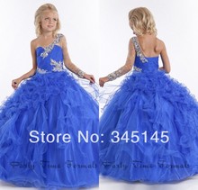 Fast Delivery Ball Gown Pageant Dresses For Girls Sweep Train One Long Sleeve Flower Girls Dresses Beaded Discount 2024 - buy cheap