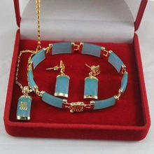 Fine Blue Jade pendant necklace bracelet earrings sets AAA 2024 - buy cheap